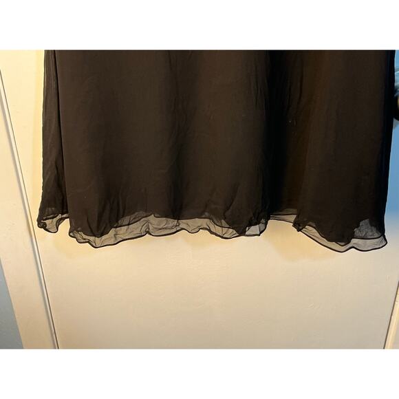 Talbots Formal Dress Small Black Silk Chiffon Beaded Bodice Cocktail Holidays - Picture 3 of 6